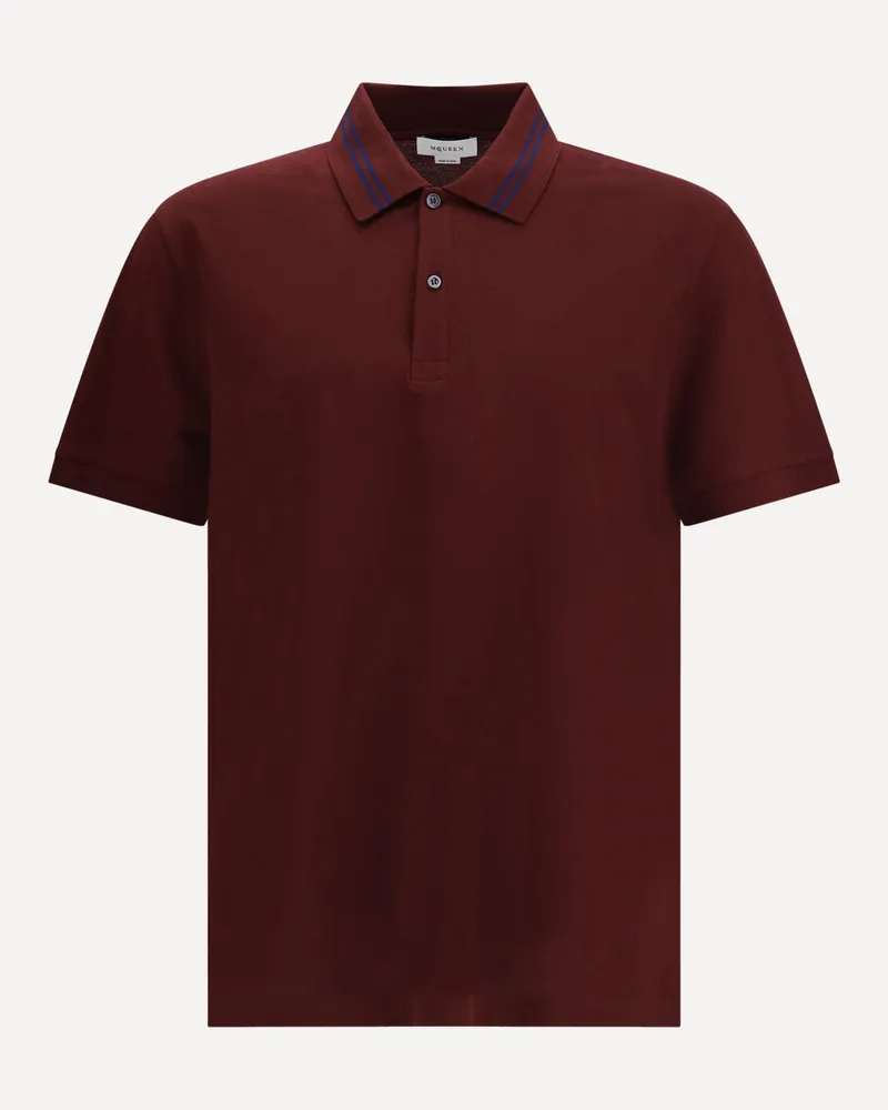 Alexander McQueen Polo with striped detail Male Bordeaux