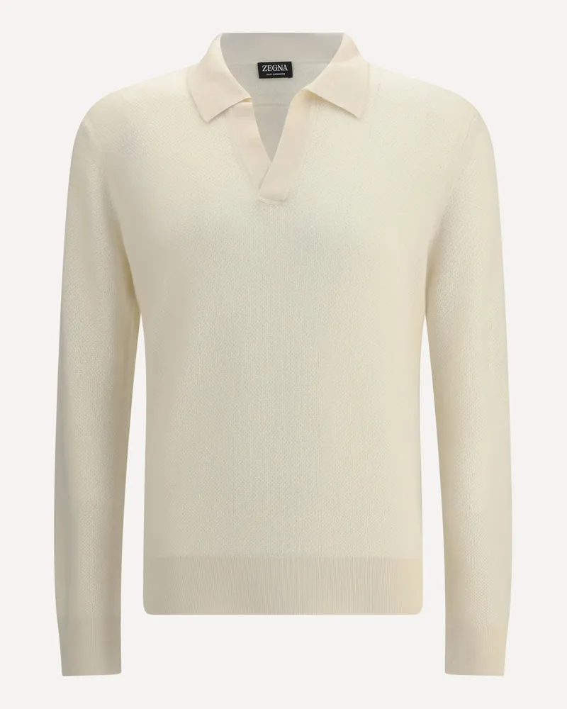 Ermenegildo Zegna Cashmere Polo Male White