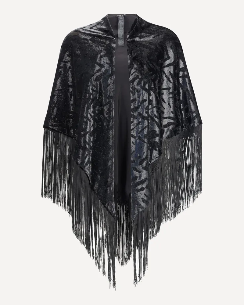 Giorgio Armani Velvet Shawl with fringes Female Black