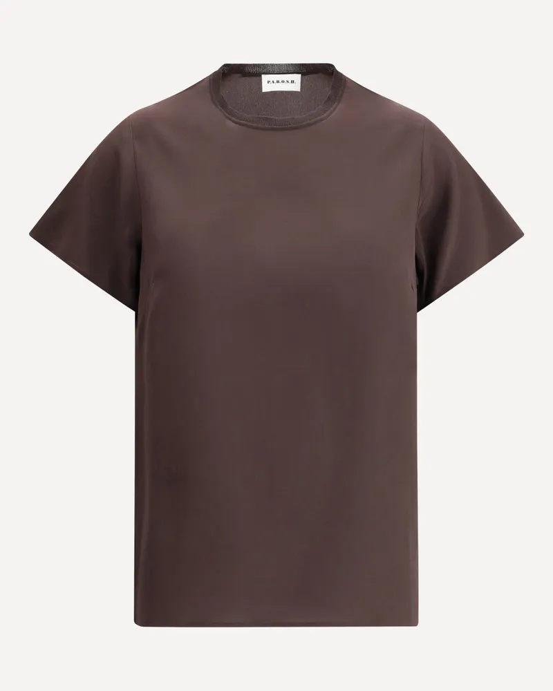 P.A.R.O.S.H. P. A.R. O H. Short sleeve silk Top Female Brown