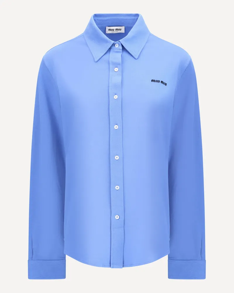 Miu Miu Long-sleeved Polo Shirt Female Blue