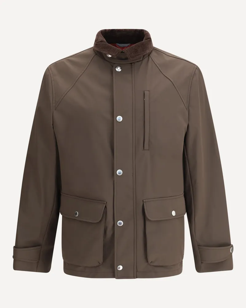 Brunello Cucinelli Stretch membrane nylon Jacket Male Brown