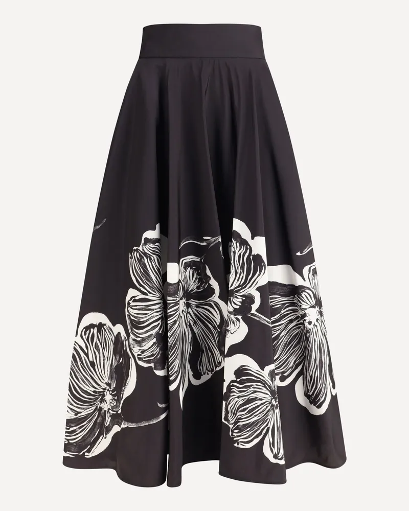 Sara Roka Midi Skirt with floral print Female Black