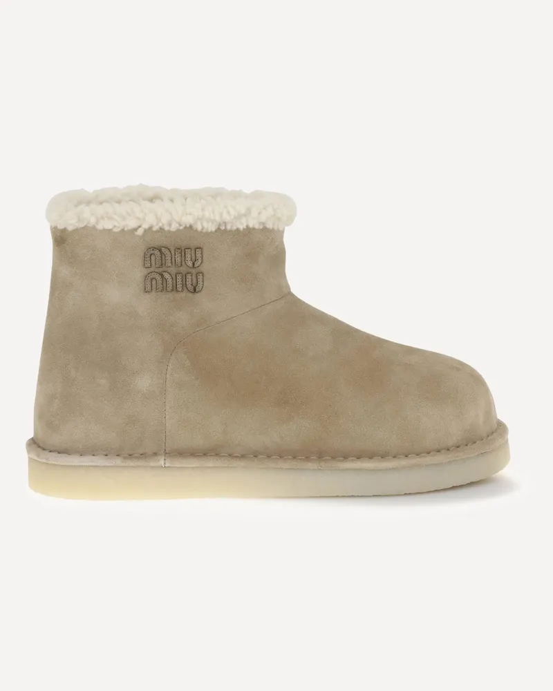 Miu Miu Furry Ankle Boots Female Beige