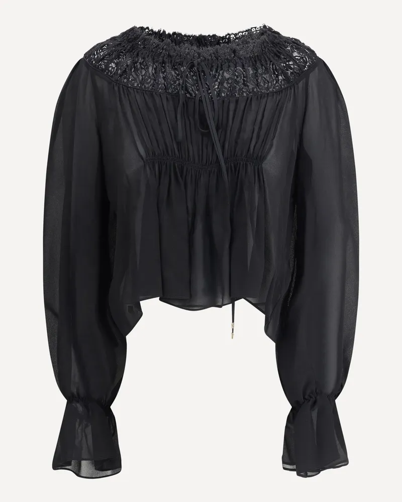 Chloé Silk georgette and lace Top Female Black