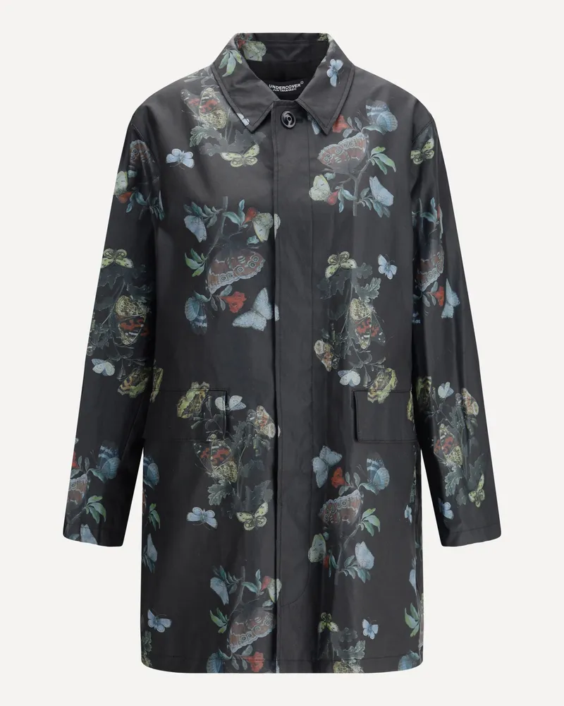 Undercover Waxed Cotton Raincoat Male Black