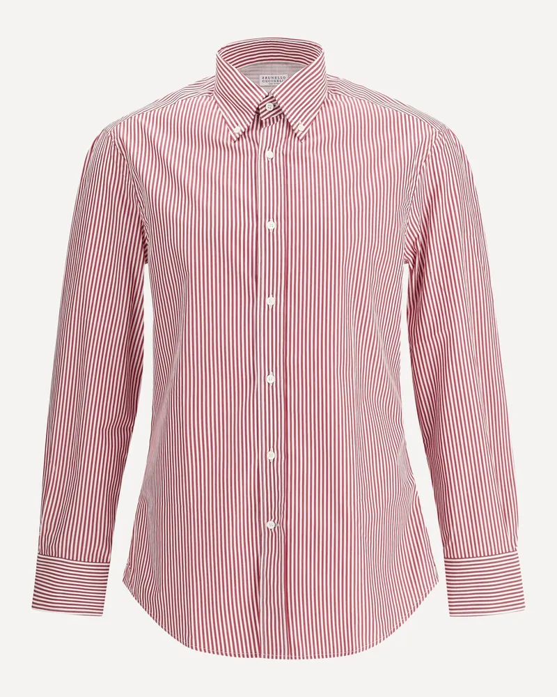 Brunello Cucinelli Striped long-sleeve Cotton Shirt Male Red