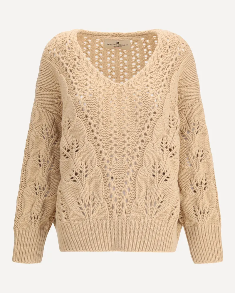Ermanno Scervino Perforated cashmere Sweater Female Beige