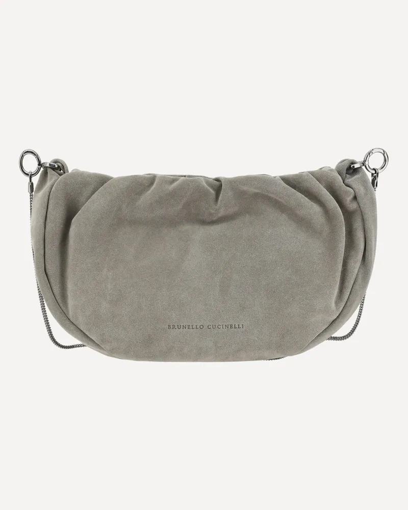 Brunello Cucinelli Suede Shoulder Bag Female Grey