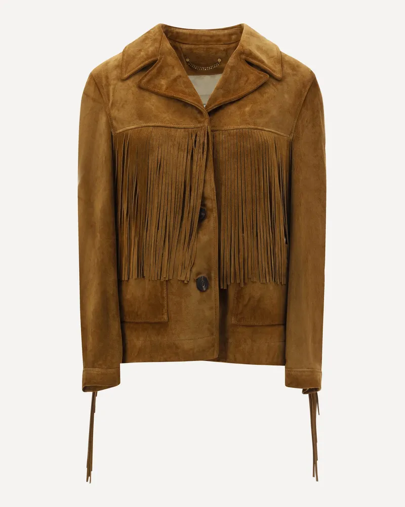 Golden Goose Suede Jacket with fringe Female Brown