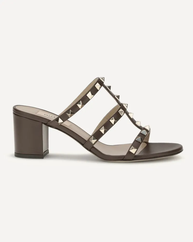 Valentino Garavani Rockstud Slider Sandal Female Brown