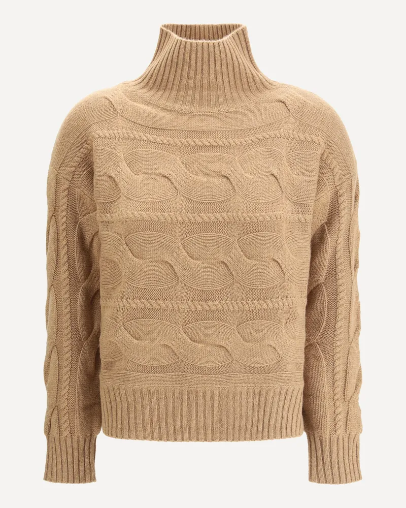 Max Mara High-neck cable-knit Sweater Female Brown