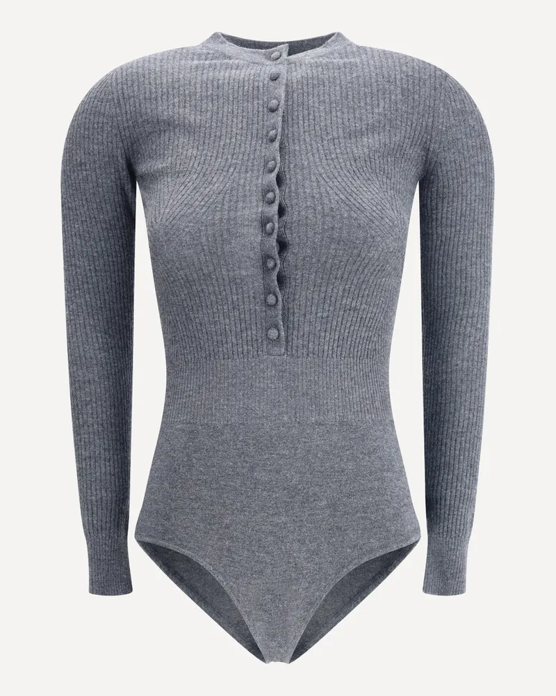 Self-Portrait Long-sleeved wool Bodysuit Female Grey