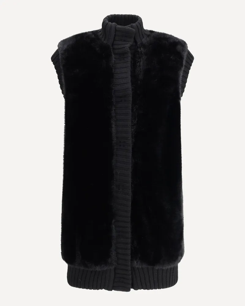 Pinko Long Vest in faux fur Female Black