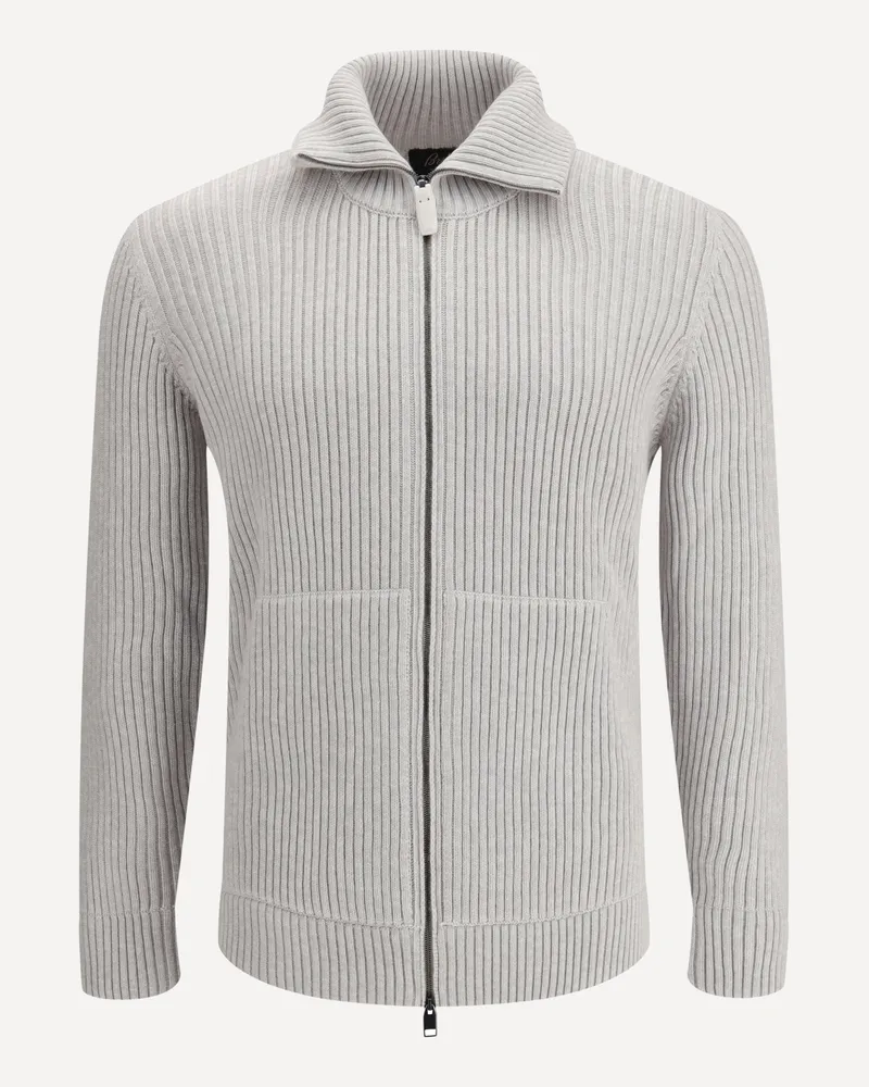 Brioni Cashmere mouliné Sweater with full zip Male Beige