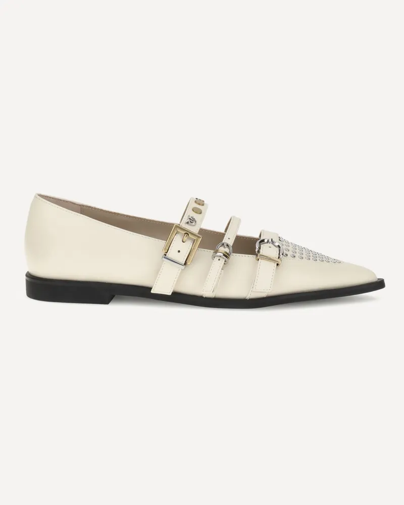 Pinko Studded Ballerinas Female Cream