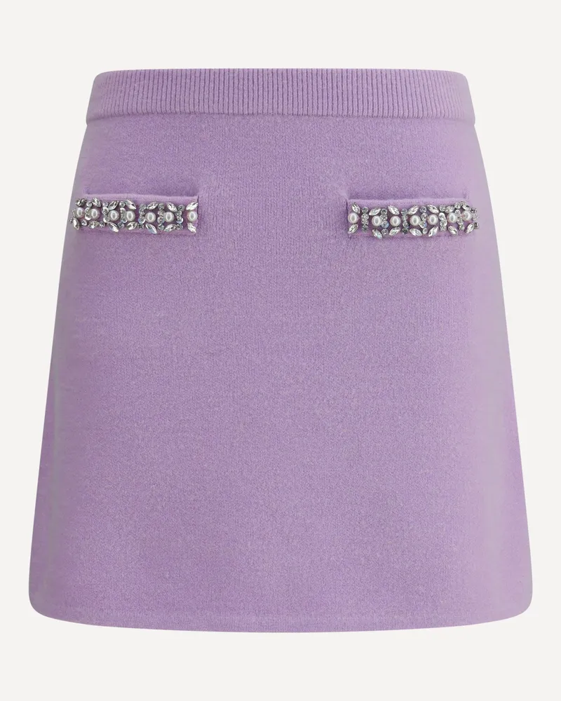 Self-Portrait Knit Miniskirt Female Lilac
