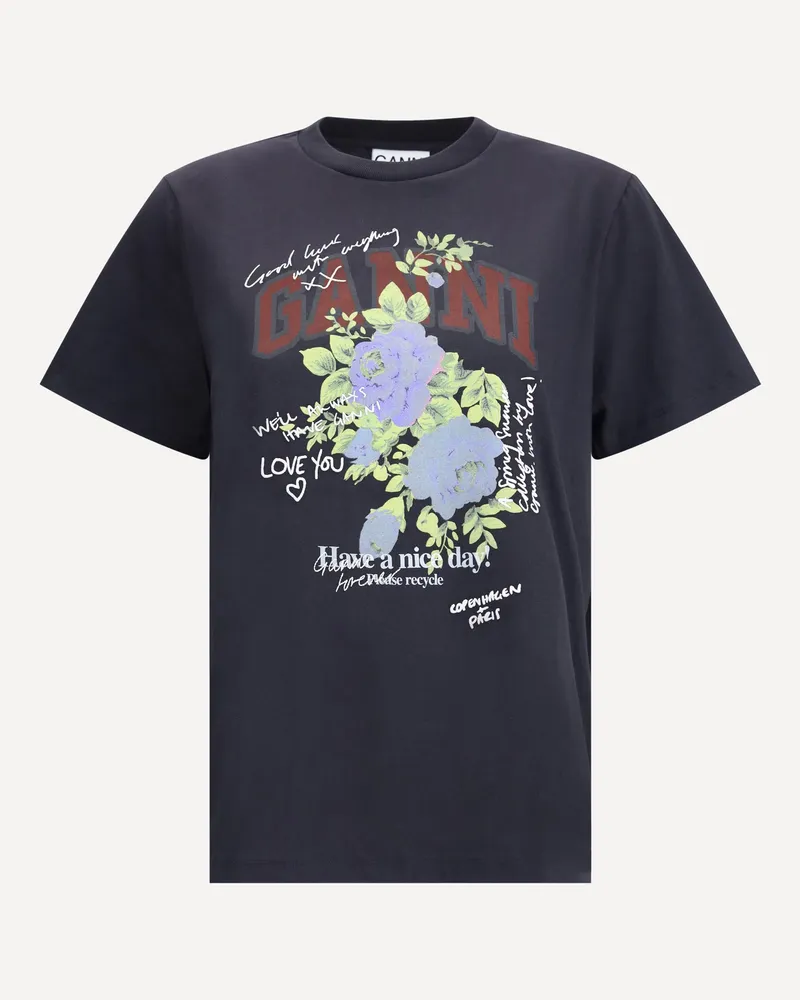 Ganni Rose T-Shirt Female Black