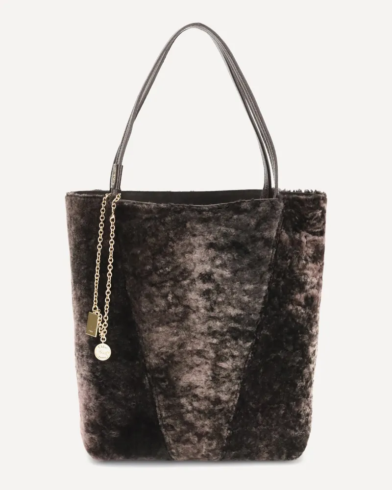 Chloé Spin Shearling Tote Bag Female Brown