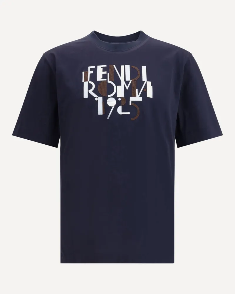 Fendi Logo T-Shirt Male Blue