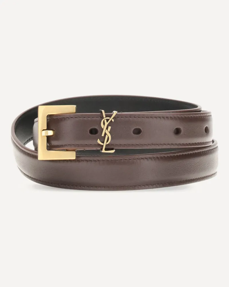 Saint Laurent Cassandre slim Belt Female Brown