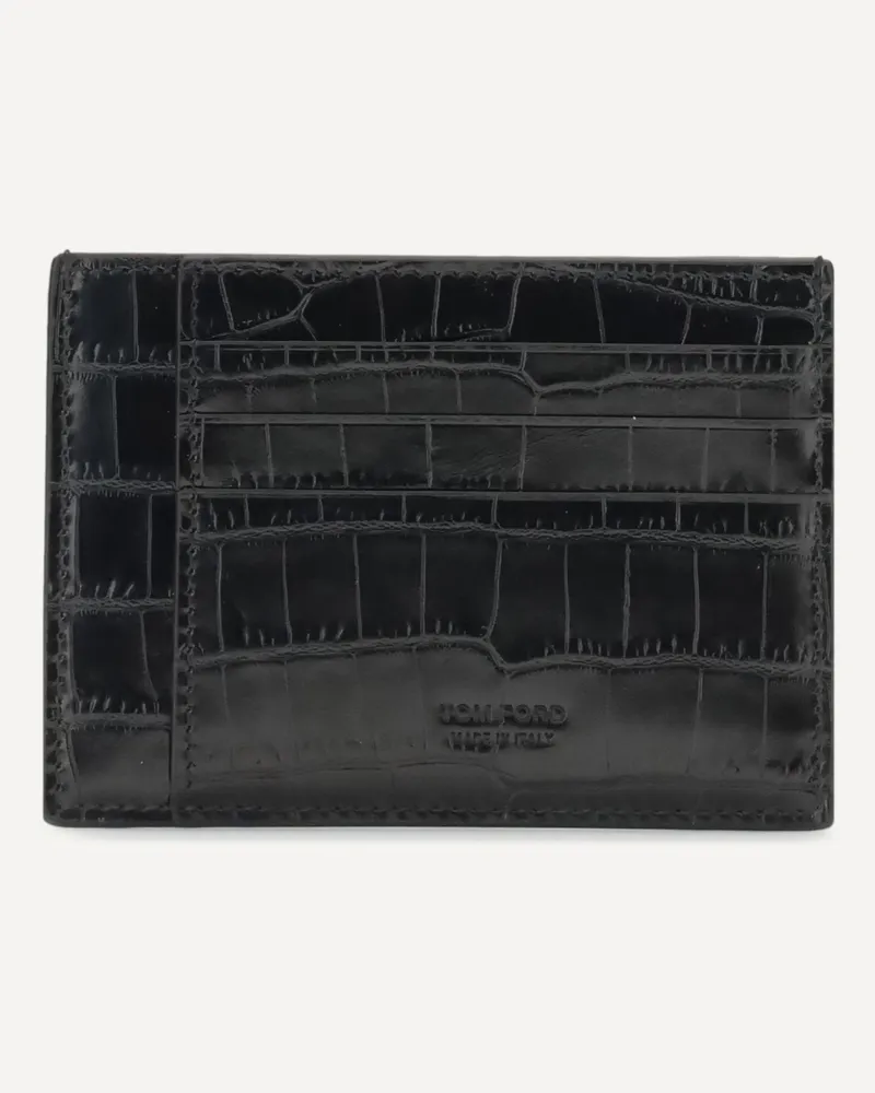 Tom Ford Croco leather Card Holder Male Black