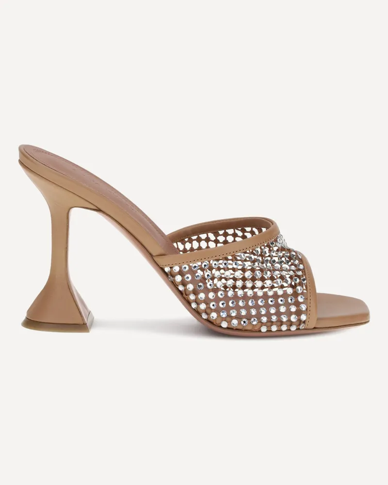 Amina Muaddi Lupita Crystal Sandals Female Beige
