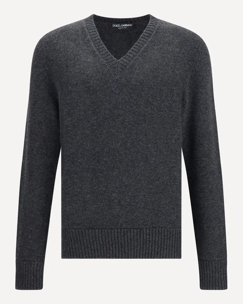 Dolce & Gabbana V-neck Wool Pullover Male Grey