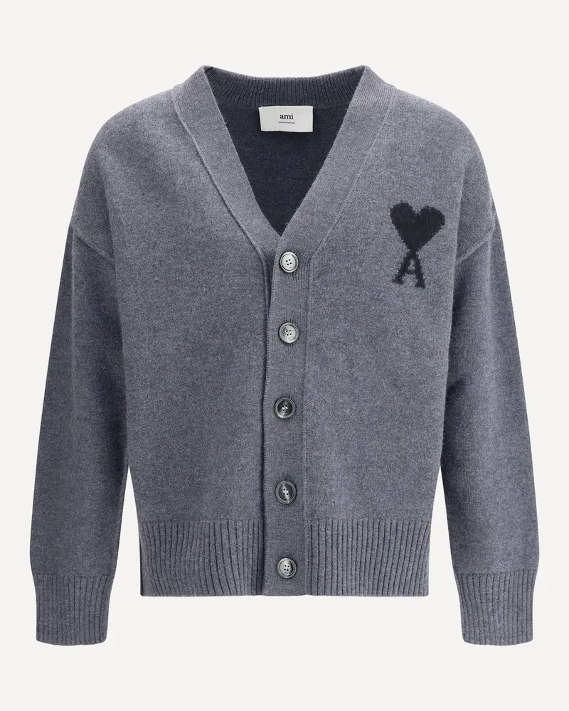 AMI Paris Ami De Coeur Cardigan Male Grey