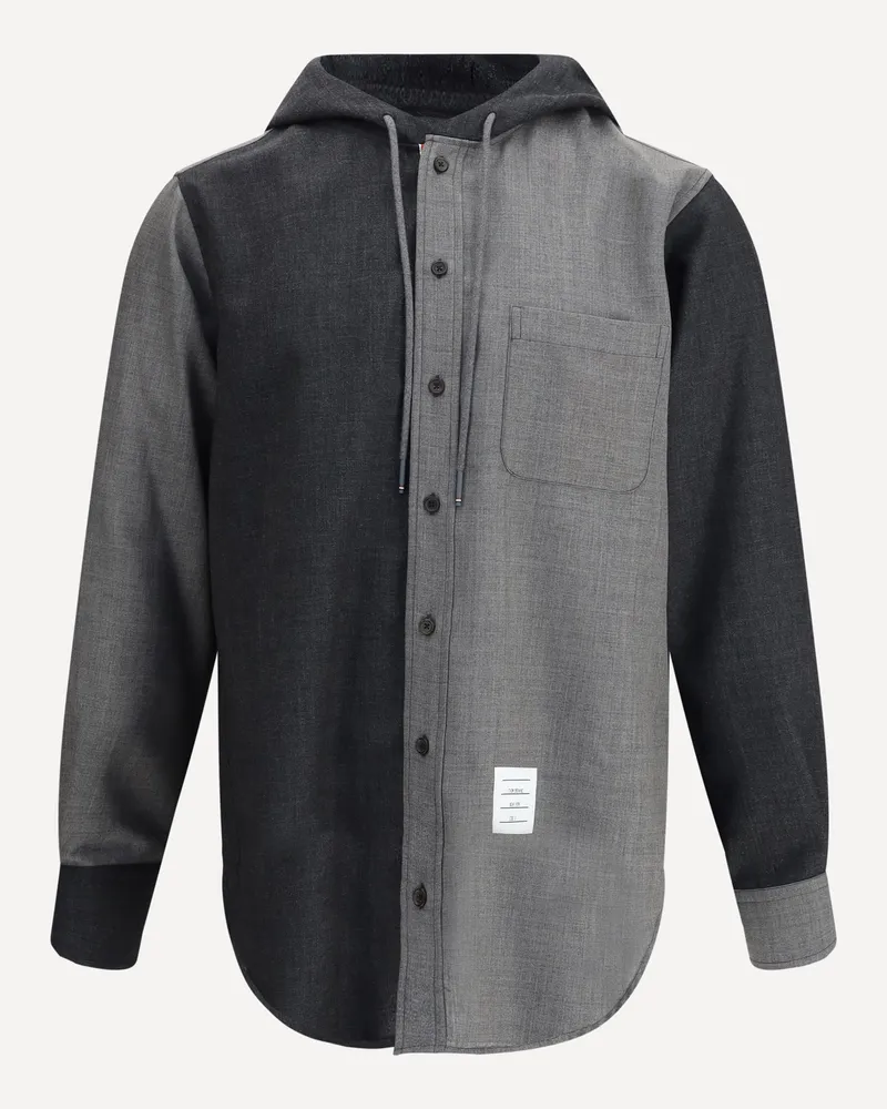 Thom Browne Hooded Shirt Jacket Male Grey