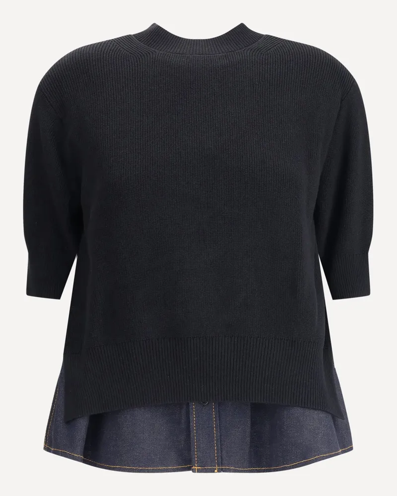 Sacai Denim detail Sweater Female Black