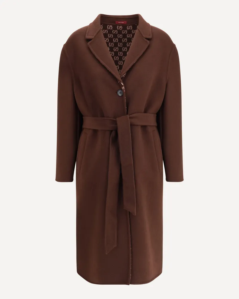 Gucci Silk and wool reversible Coat Female Brown