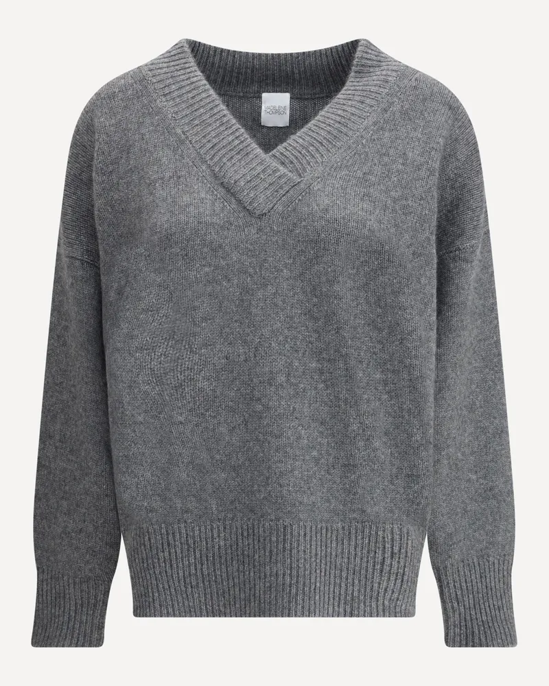 Madeleine Thompson V-Neck Jumper in Wool and Cashmere Female Grey