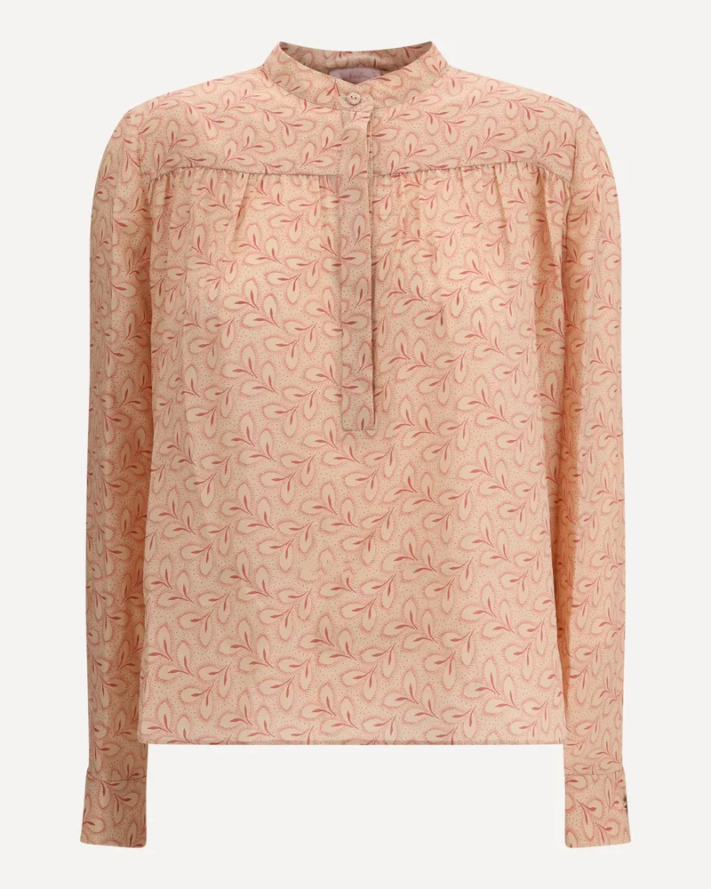 Kristina Ti Blouse with foliage print and refined stand-up collar Female Pink