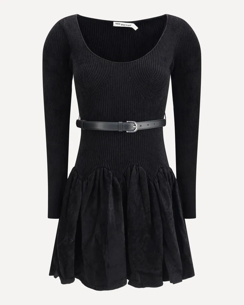 Self-Portrait Chenille knit Dress Female Black
