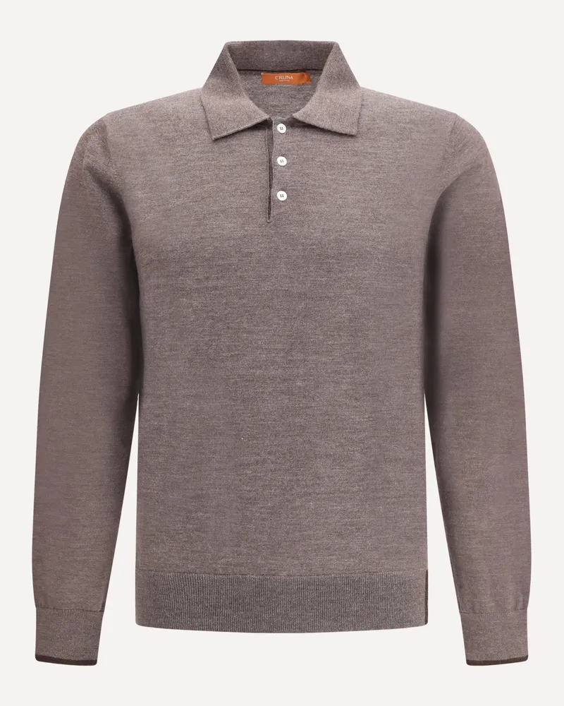 CRUNA Knitted Long Sleeved Polo Shirt Male Grey