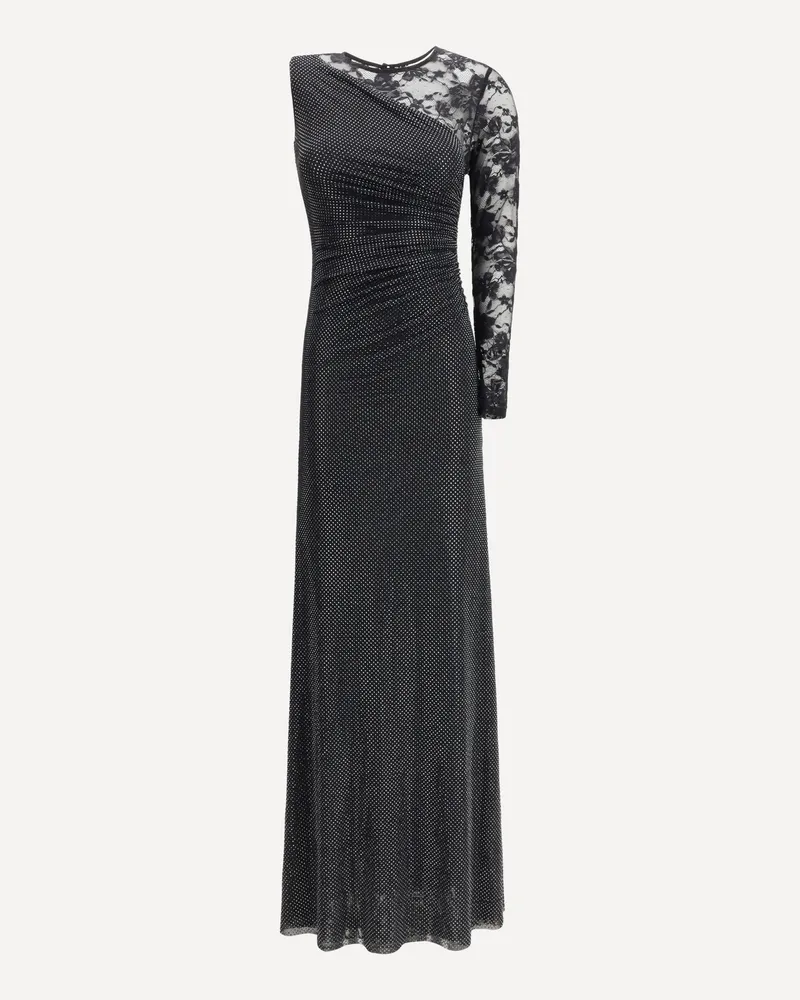 Self-Portrait Lace and rhinestone long Dress Female Black