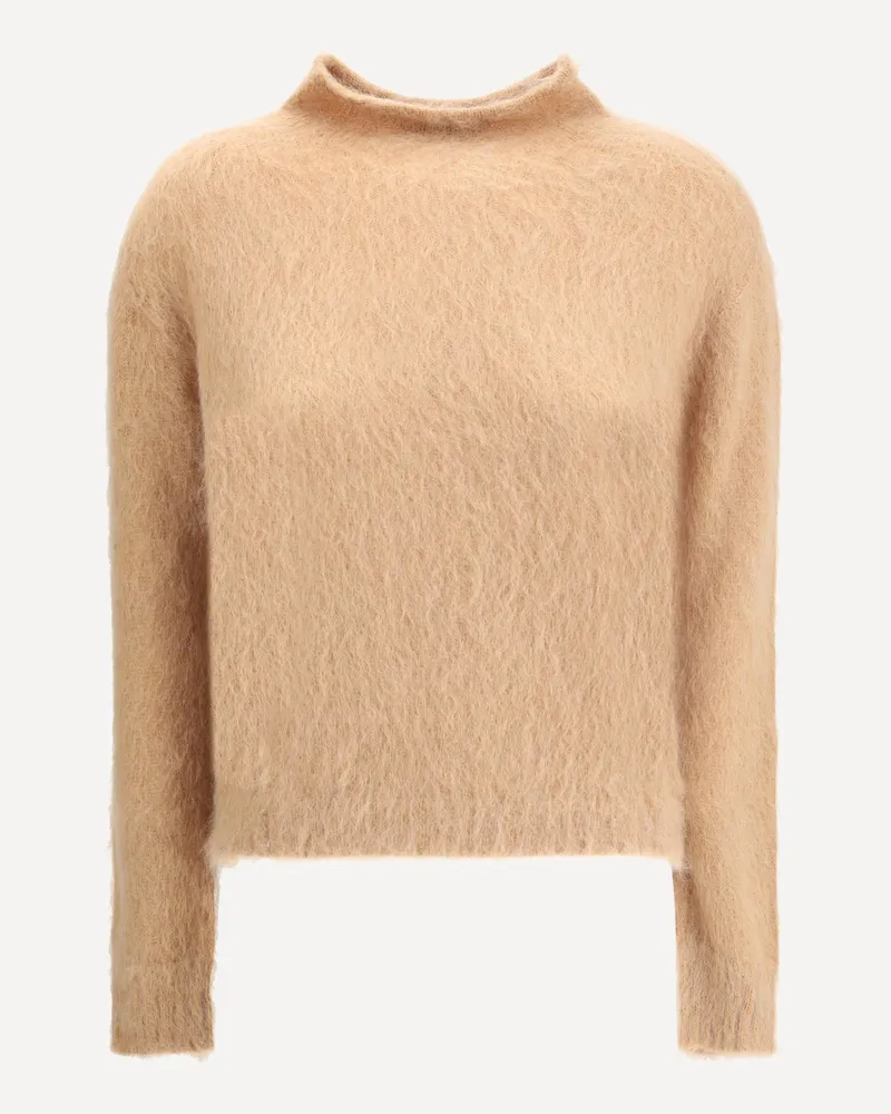 Max Mara Turtleneck Sweater in brushed mohair-blend yarn Female Brown