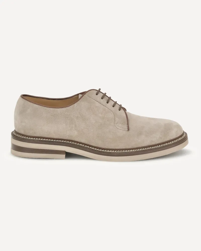 Brunello Cucinelli Suede Derby lace-up Shoes Male Beige