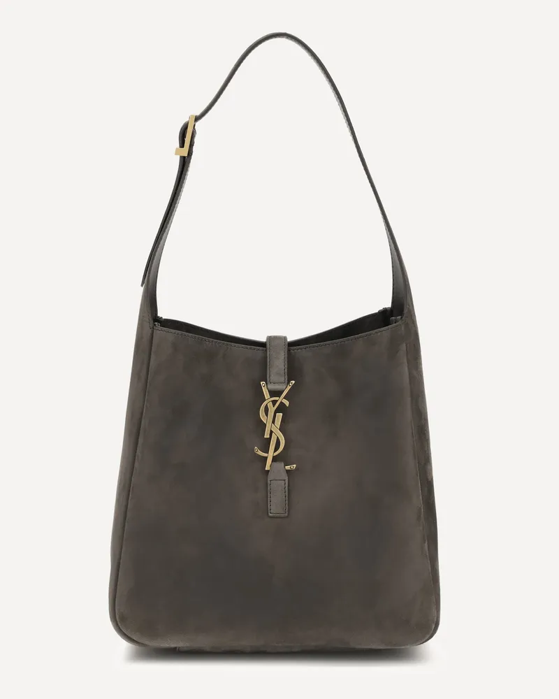 Saint Laurent Le 5 à 7 small suede Shoulder Bag Female Grey