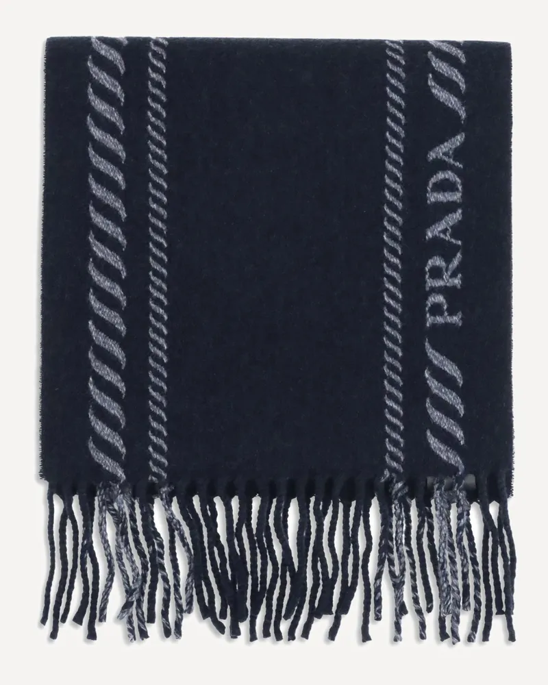 Prada Virgin wool and cashmere Scarf Male Blue