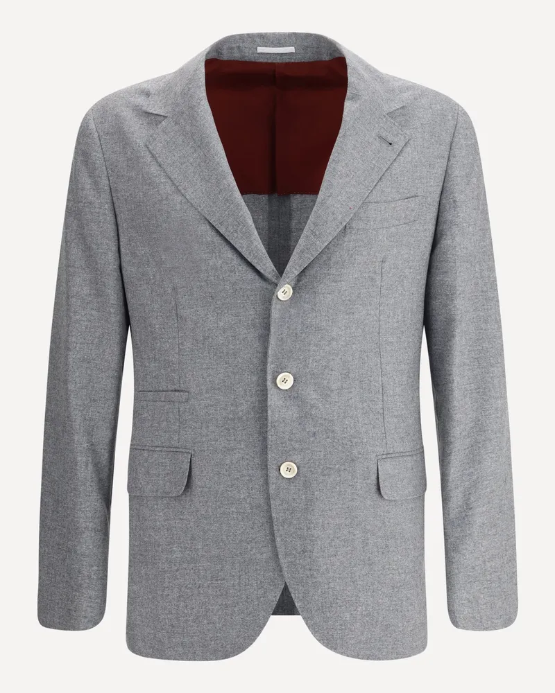 Brunello Cucinelli Cashmere and silk flannel Blazer Male Grey