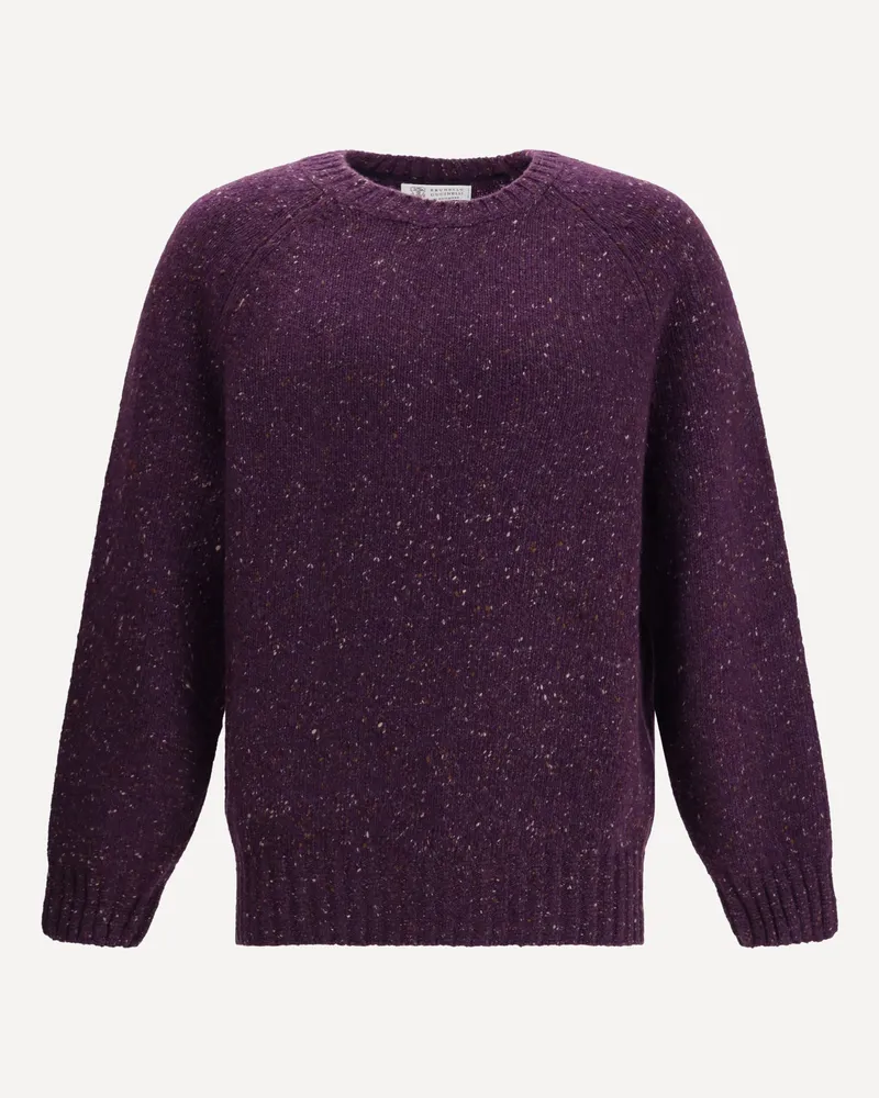 Brunello Cucinelli Cashmere Crewneck Sweater Male Purple
