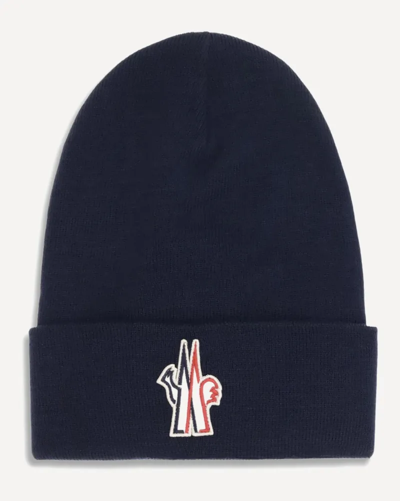 Moncler Wool Beanie Hat Male Blue