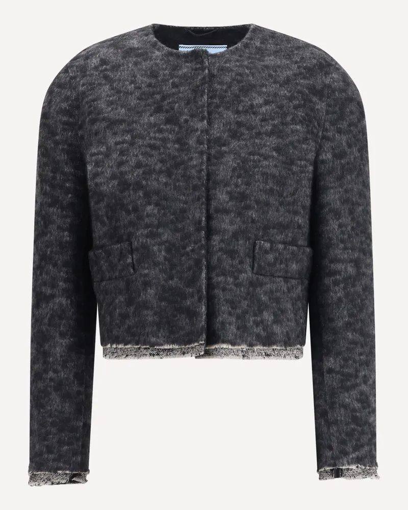 Prada Single-breasted Jacket in Double Tweed Female Grey