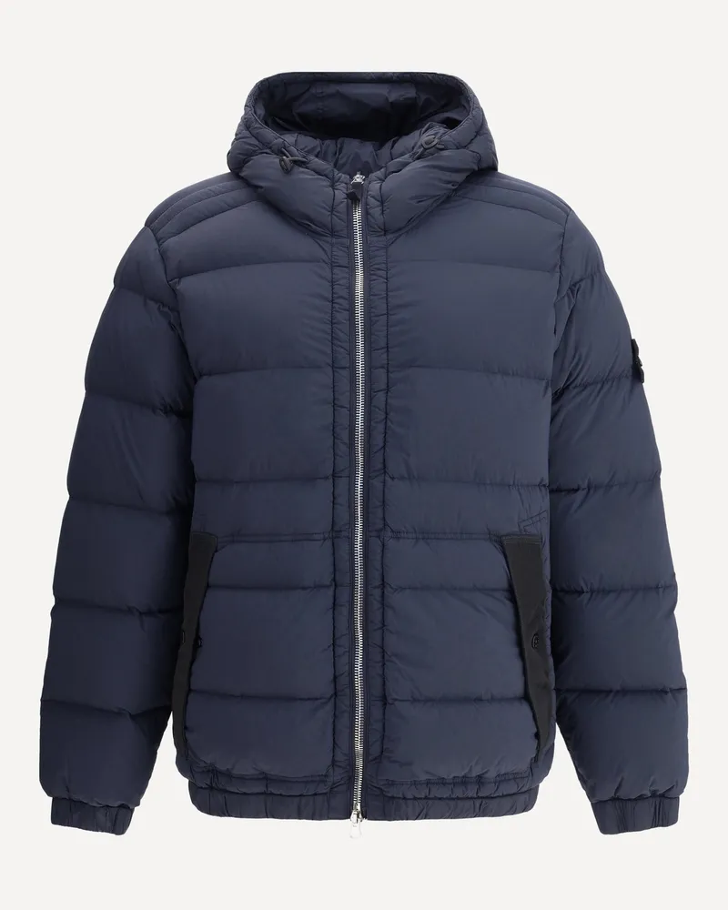 Stone Island Hooded Down Jacket Male Blue