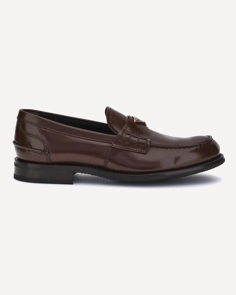 Prada Triangular plaque Loafers Male Brown