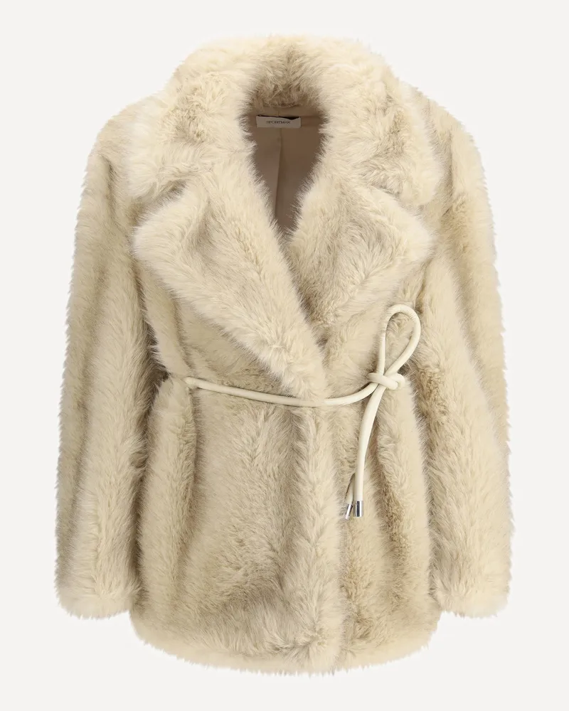Max Mara Furry Rosaria Belted Coat Female Beige