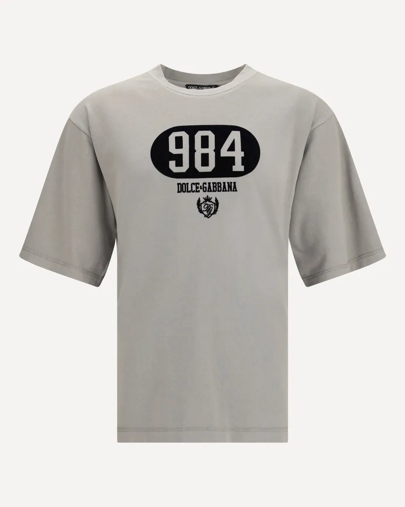 Dolce & Gabbana Cotton T-Shirt with raised front logo Male Brown