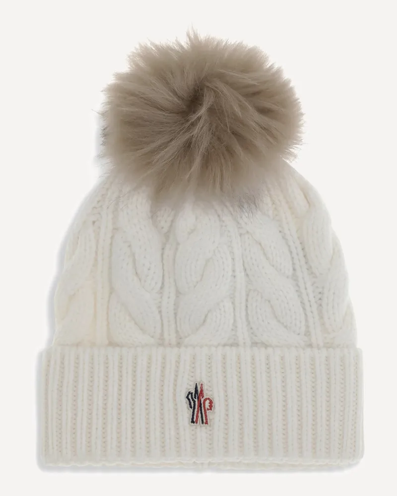 Moncler Beanie Hat with pon pon Female White